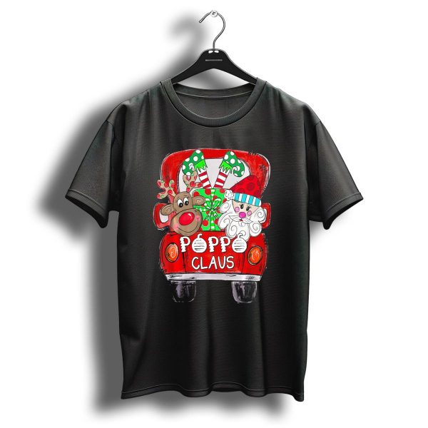 Red Truck With Poppo Claus Reindeer And Christmas Gifts T Shirt 1 t shirt 1