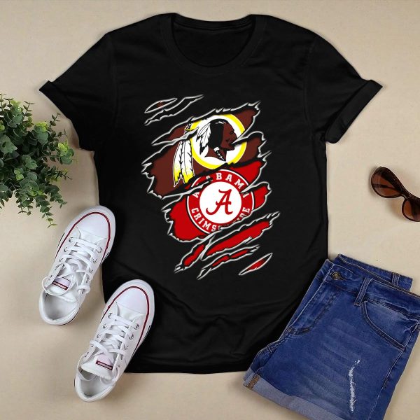 Redskins Alabama Crimson Tide Fan T Shirt Style 1 Black 1