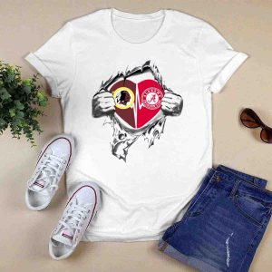 Redskins Alabama Crimson Tide Heartbeat Symbol Connection T-Shirt