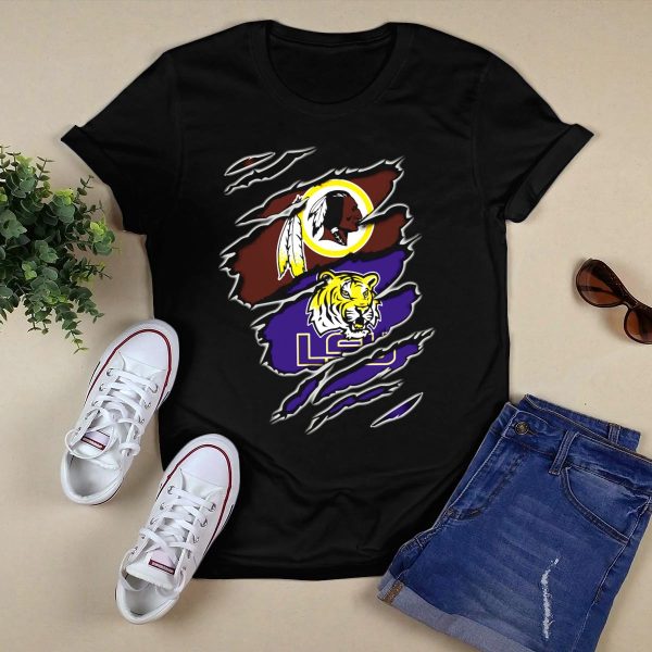 Redskins Logo Lsu Tigers T Shirt Black 1