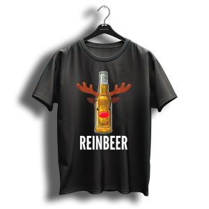 Reinbeer Beer Bottle Reindeer Antlers Funny Christmas T-Shirt