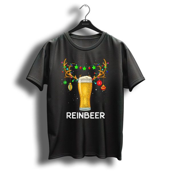Reinbeer Christmas Funny Beer Lovers Ornament Lights T Shirt 1 t shirt 1