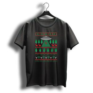 Reindeer Alien Abduction Ugly Christmas Ufo T Shirt