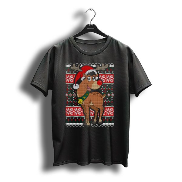 Reindeer Christmas Santa Hat Red Nose Ugly T Shirt t shirt 1
