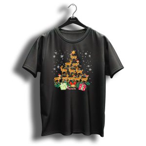 Reindeer Christmas Tree Santa Hat Lights Snowflakes Gifts Candy Cane T Shirt