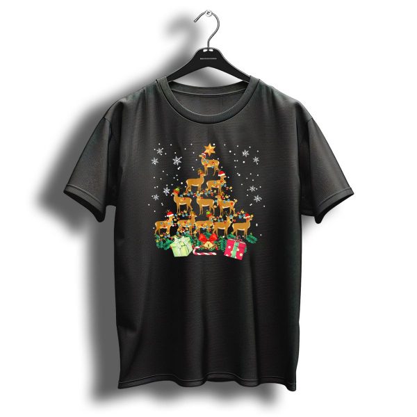 Reindeer Christmas Tree Santa Hat Lights Snowflakes Gifts Candy Cane T Shirt 1 t shirt 1