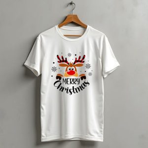 Reindeer Merry Christmas Plaid Antlers Snowflake T Shirt