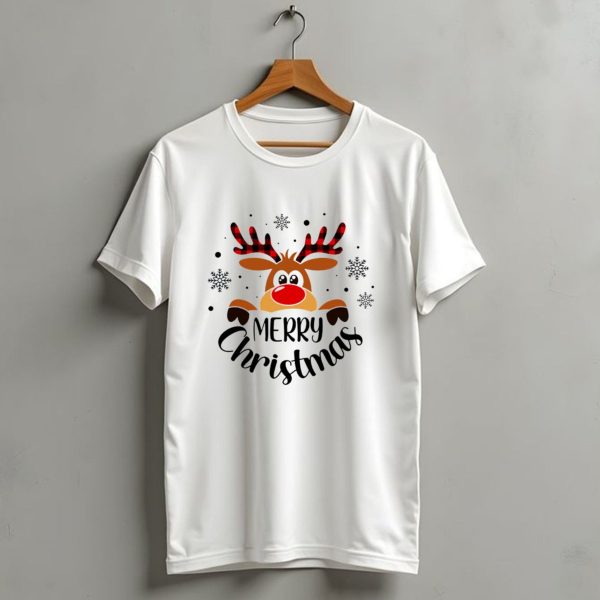 Reindeer Merry Christmas Plaid Antlers Snowflake T Shirt 1 t shirt 1