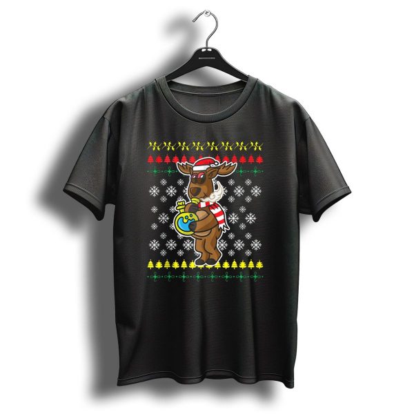 Reindeer Smoking Weed Stoned Rudolph Ugly Christmas Sweater Snowflakes T Shirt 1 t shirt 1