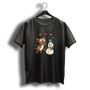 Reindeer Snowman Christmas X Mas Snowflakes T Shirt