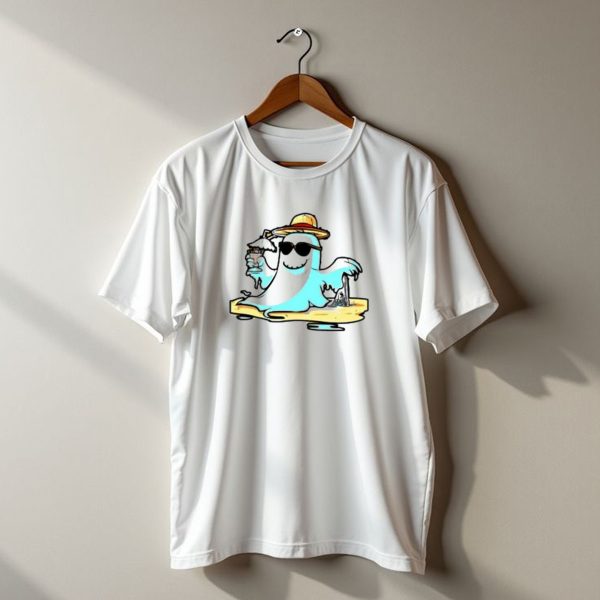 Relaxing Ghost On Vacation With Beach Vibes And Halloween Fun T Shirt t shirt 1 1
