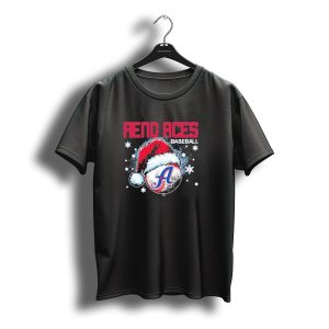 Reno Aces Baseball Santa Hat Christmas Holiday Snowflakes T-Shirt