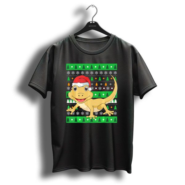 Reptile Lizard Gecko Christmas Santa Hat Snowflakes Trees T Shirt 1 t shirt 1