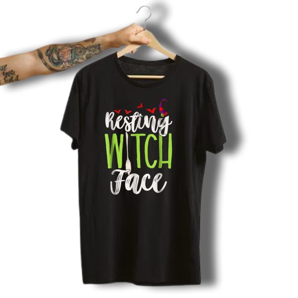 Resting Witch Face Halloween Teacher Mom Wife81 Broom Hat Bats T Shirt 1 t shirt 1