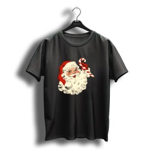 Retro Santa Claus Candy Cane Vintage Christmas T-Shirt