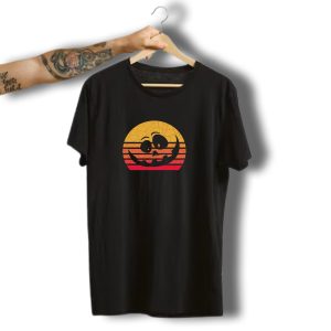 Retro Sunset Pumpkin Face Vintage Halloween T-Shirt