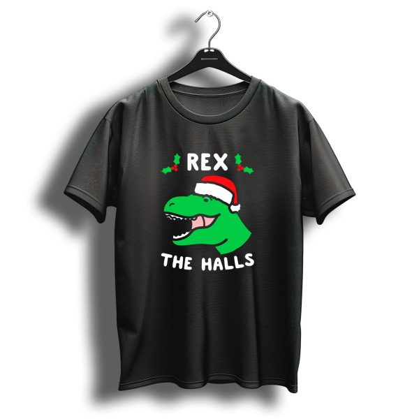 Rex The Halls Dinosaur Christmas Santa Hat Holly T Shirt 1 t shirt 1