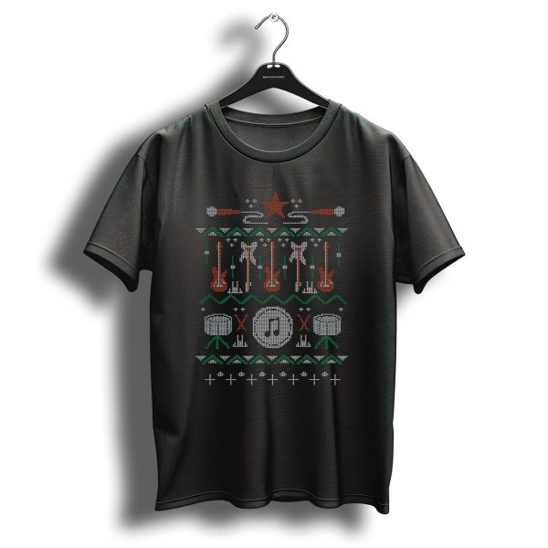 Rockstar Christmas Knitted Musical Instruments T Shirt 1 t shirt 1