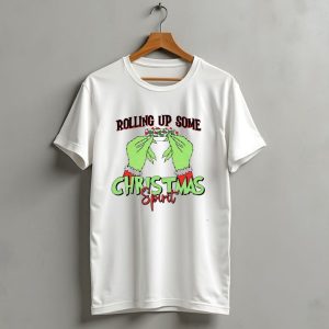 Rolling Up Some Christmas Spirit Grinchs Hands Festive Vibe T-Shirt
