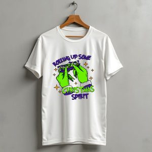 Rolling Up Some Christmas Spirit With Purple Grinch Hand T-Shirt