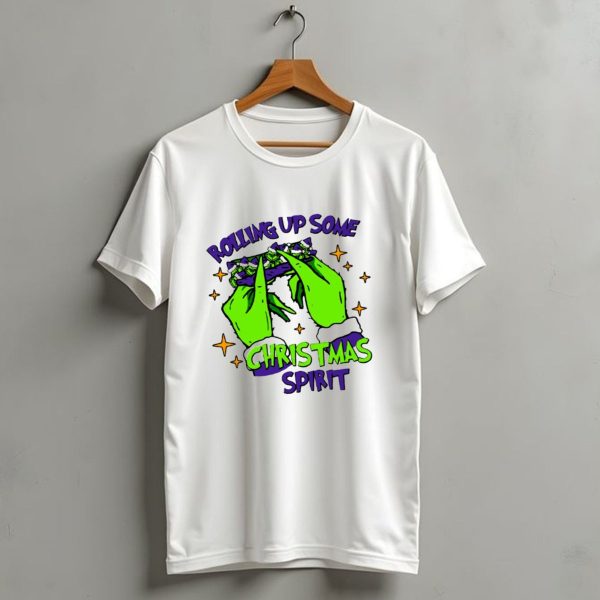 Rolling Up Some Christmas Spirit With Purple Grinch Hand T Shirt 1 t shirt 1