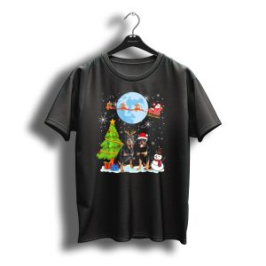 Rottweiler Christmas Santa Moon Reindeer Sleigh Tree Snowman T-Shirt