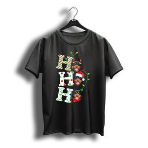 Rottweiler Ho Ho Ho Reindeer Santa Hat Christmas Lights T-Shirt