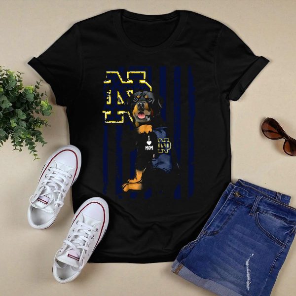 Rottweiler I Love Mom Notre Dame Fighting Irish ND T Shirt Black 1