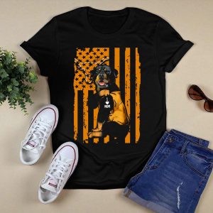 Rottweiler I Love Mom Texas Longhorns American Flag Stripes T-Shirt