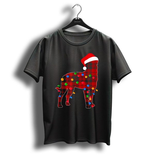 Rottweiler Red Plaid Christmas Lights Santa Hat T Shirt 1 t shirt 1