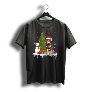 Rottweiler Santa Hat Christmas Tree Snowman Lights T-Shirt