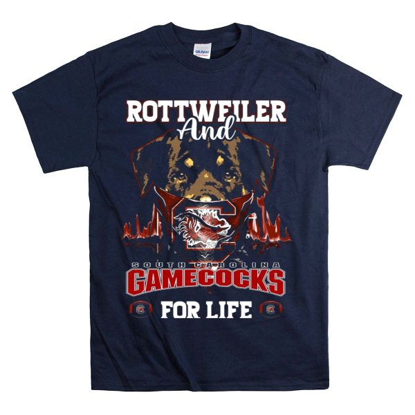 Rottweiler and South Carolina Gamecocks for Life T Shirt 1 Navy