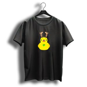 Rubber Ducky Reindeer With Antlers And Holly For Christmas Fun T Shirt