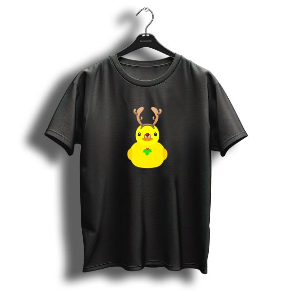 Rubber Ducky Reindeer With Antlers And Holly For Christmas Fun T Shirt 1 t shirt 1