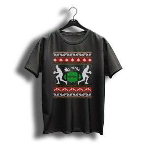 Rugby Ugly Christmas Sweater Design With Reindeer And Santa Elements T-Shirt