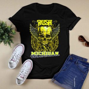 Rush Michigan Wolverines Skull Wings Chain T-Shirt