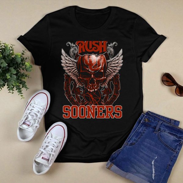 Rush Oklahoma Sooners Skull Wings T Shirt 1