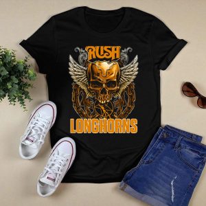 Rush Texas Longhorns Skull Wings Chains T-Shirt