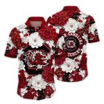 South Carolina Gamecocks Flower Red And White Hawaiian Shirt