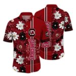 South Carolina Gamecocks Flower Stripe Hawaiian Shirt