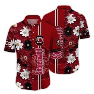 South Carolina Gamecocks Flower Stripe Hawaiian Shirt