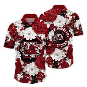 South Carolina Gamecocks Flower Red And White Hawaiian Shirt