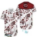 South Carolina Gamecocks Flower White Pattern Hawaiian Shirt