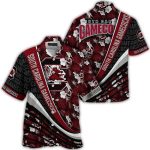 South Carolina Gamecocks Floral Leafs Pattern Hawaiian Shirt