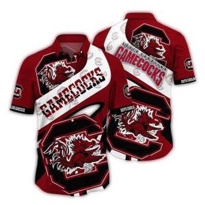 South Carolina Gamecocks Logo White And Red Hawaiian Shirt