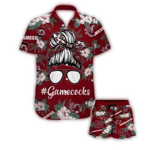 South Carolina Gamecocks Girl Messy Bun Hawaiian Shirt