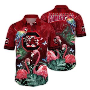 South Carolina Gamecocks Parrot And Flamingo Art Hawaiian Shirt