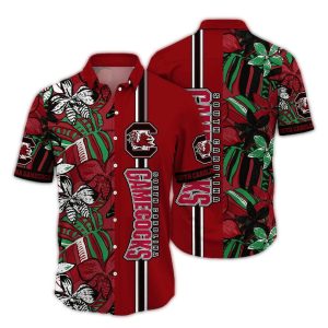 South Carolina Gamecocks Floral Flower Stripe Hawaiian Shirt