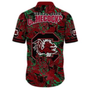 South Carolina Gamecocks Floral Leafs Pattern Vintage Hawaiian Shirt