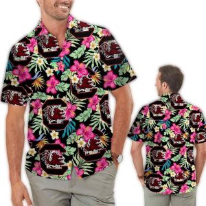 South Carolina Gamecocks Hibiscus Tropical Hawaiian Shirt